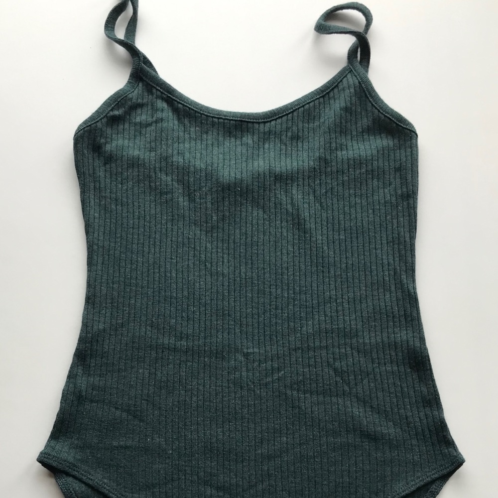 Ribbed dark teal bodysuit